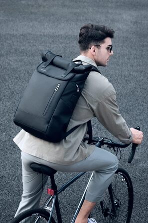 Рюкзак Rolltop чоловічий, водонепроникний, 20L-29L, для ноутбука 17.3', з USB, чорний, для жінок і чоловіків