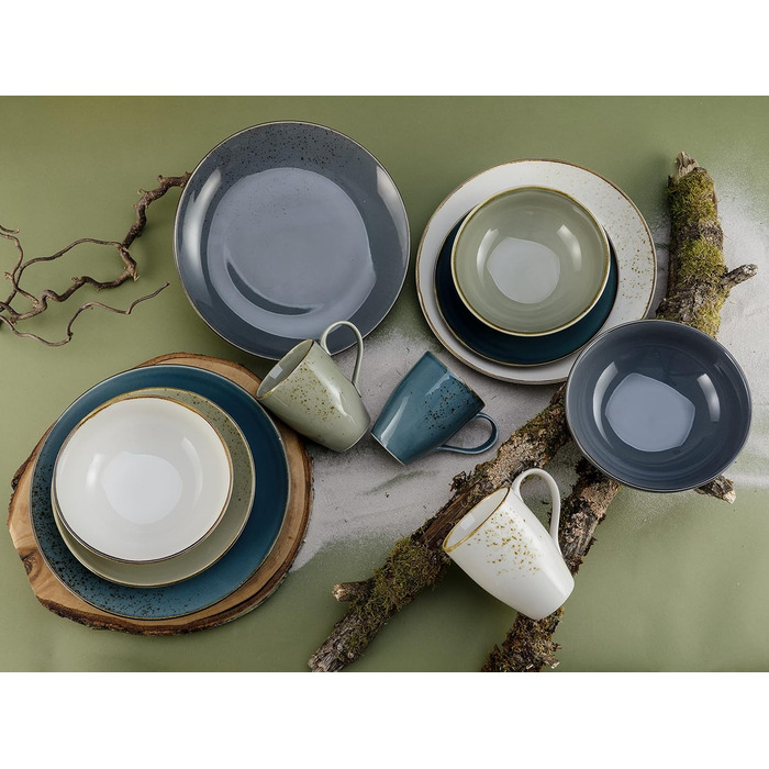 Набір посуду 16шт Комбінований набір порцелянового керамограніту 16253 Nature Collection Nordic Style Series