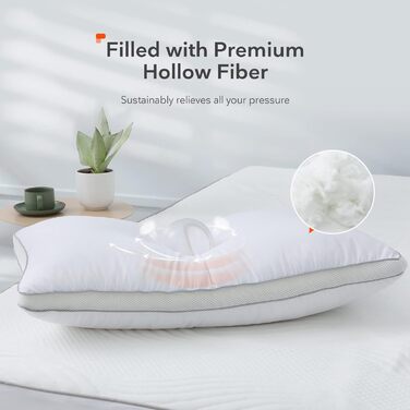 Набір фіксованих подушок Sweetnight з 2,Розкішна готельна подушка Comfort Pillow Набір з 2,Allegiker Pillow М'яка дихаюча подушка для сну біля ліжка 48 x 74 см, SN-UP002-S-2-XJ, біла (4 шт. (), 4 шт. и)