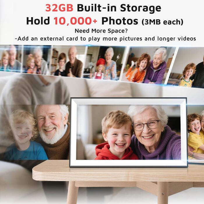 Цифровий фоторамка Hesmor 15.6 дюймів з Wi-Fi, FHD 1920*1080, IPS, сенсорний екран, 32GB, автоповорот, Frameo App