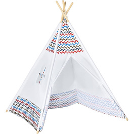 Дитячий намет HOMCOM для дітей старше 3 років, Тіпі з дерева з вікном, для дому та вулиці, 120x120x155 см, білий