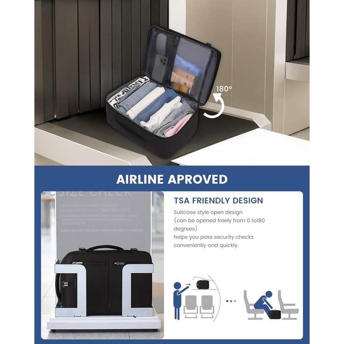 Рюкзак LOVEVOOK для ручної поклажі 40x30x20, 24л, для ноутбука 14 дюймів, з USB, чорний