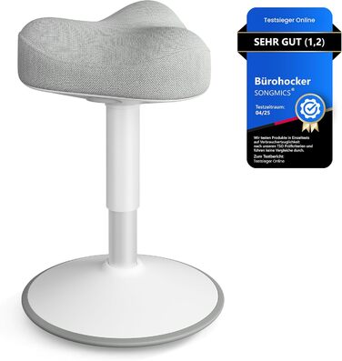 SONGMICS Стілець-табурет для стоячи, регульована висота 48-65.5 см, обертовий, сірий, для офісу та дому (OSC018BH01)