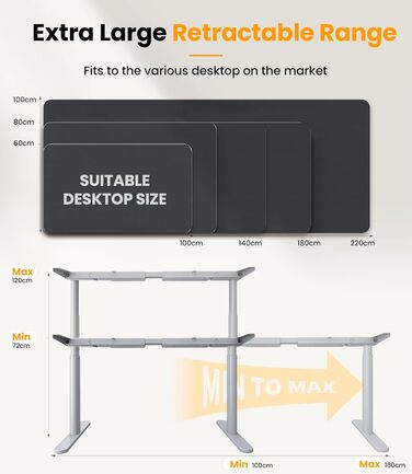 Електричний столик для роботи MAIDeSITe EL2 Pro Art з регулюванням висоти, сірий. Овальне підстав'я, навантаження 180 кг, 4 пам'яті, захист від зіткнень