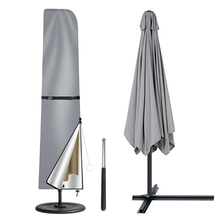 Чохол для парасольки/маркету/садового парасоля, захисний, анти-UV, діаметром до 400 см, 300x300 см (колір: коричневий/сірий, розмір: 240x57/57 см)