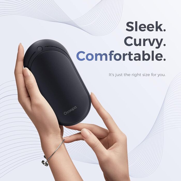 Електричний кишеньковий грір OCOOPA з 5 рівнями нагріву та 5200 mAh, до 10 годин тепла, для активного відпочинку та подарунків (чорний)