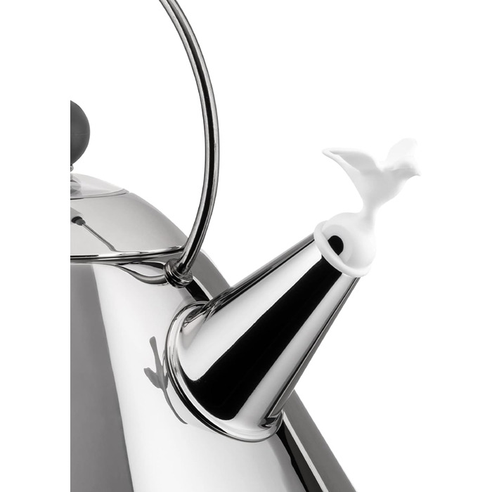 Чайник Alessi Wasserkessel з ручкою та свистком у формі пташки, PA, білий (білий, нержавіюча сталь)
