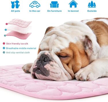 Літній охолоджуючий килимок для собак, самоохлаждающийся килимок для собак, кішок, Килимки для собак, нековзний охолоджуючий килимок, миється м'який килимок для домашніх тварин для собак, маленький, середній, великий, XL рожевий, 2 шт.