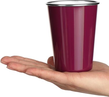 Чашка для пиття з нержавіючої сталі-високоякісна чашка для кемпінгу з нержавіючої сталі об'ємом 250 мл-Дорожня кружка, стійка до руйнування і не містить бісфенолу А (03 шт. - Білий / Рожевий / Фіолетовий), 6 шт.