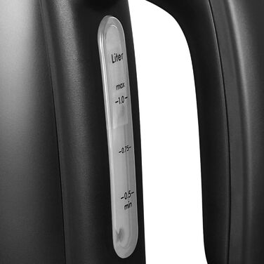 Чайник - MELITTA - Prime Aqua mini Top, нержавіюча сталь, 1.0 л, 2200 Вт, зовнішній індикатор рівня води, 1018-03 (Чорний)