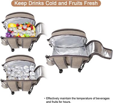 Набір для пікніка Sunflora з ізольованим контейнером та ковдрою, пікніковий кошик для кемпінгу та відпочинку на природі (Блакитний та смужки) Блакитний та смужки (Бежевий, на 2 особи)