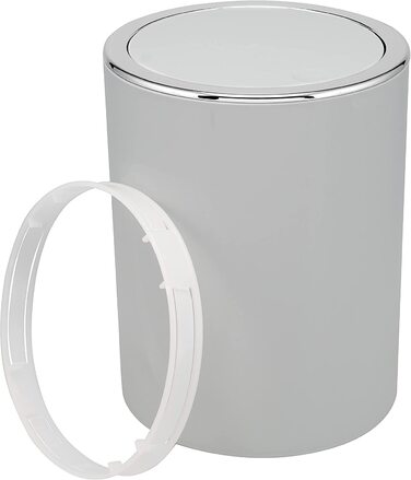 Косметичне відро для ванної кімнати bremermann серії Savona з відкидною кришкою, пластикове відро для ванни об'ємом 5,5 літра (світло-сірого кольору)