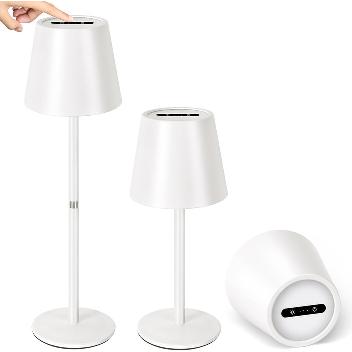 LED настільна лампа OUTON 2 шт. Бездротова, з регулюванням яскравості, 3 режими кольору, USB-C зарядка, IP54, 30 годин роботи, для дому/на вулицю, чорний (2 шт.)
