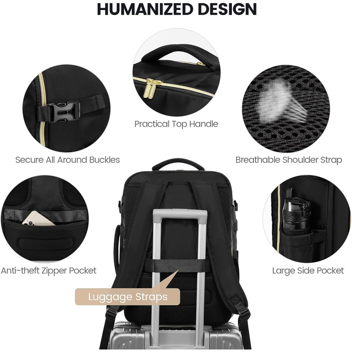 LOVEVOOK Рюкзак для ручної поклажі 40L, жіночий, для подорожей, великий, сумка-валіза, рюкзак для ноутбука 17.3