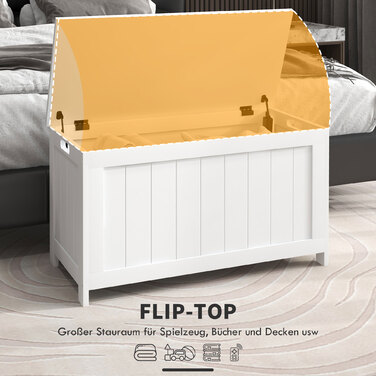 HOMCOM Сховище-скринька з ручкою та кришкою, 81 x 40 x 46 см, ящик для зберігання в вітальні та спальні, білий