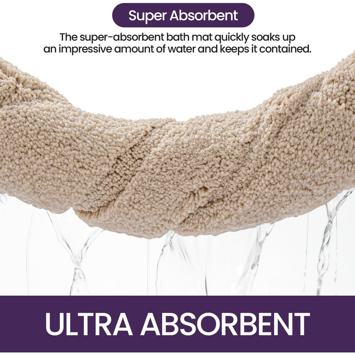 Набір килимків для ванної кімнати DEXI, 40 x 60 см, 2 шт. - антиковзкі, м'які, швидковисихаючі. Підходять для душу, ванни та туалету. Машинне прання. Колір: бежевий