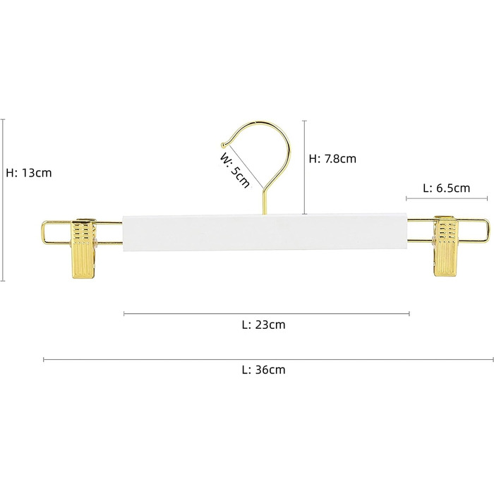 20 дерев'яних вішалок для одягу Amber Home 36 см: штани, шорти, спідниці, шкарпетки, білизна. Міцні, з антиковзними кліпсами та поворотним гачком