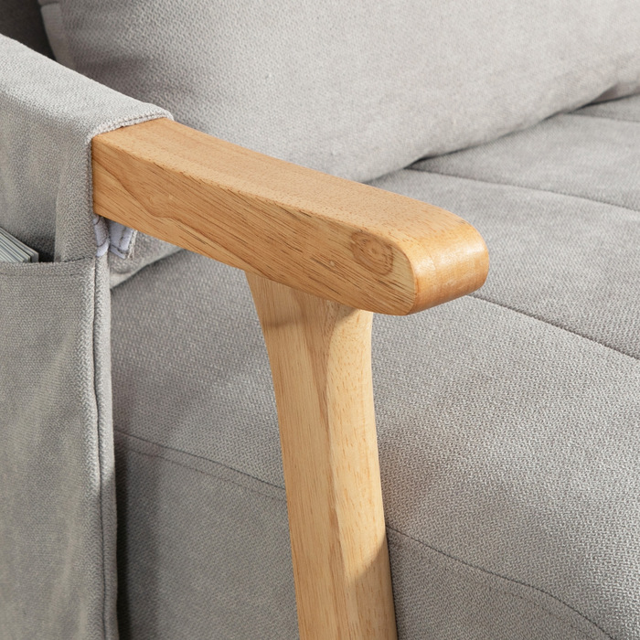 Крісло-гойдалка з подушкою для попереку, широке сидіння, каркас з каучукового дерева, до 120 кг, сірого кольору