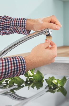 Змішувач для кухні GROHE Одноважільний, 360, 28мм Кераміка, 332мм, Хром, 31367001, BauEco