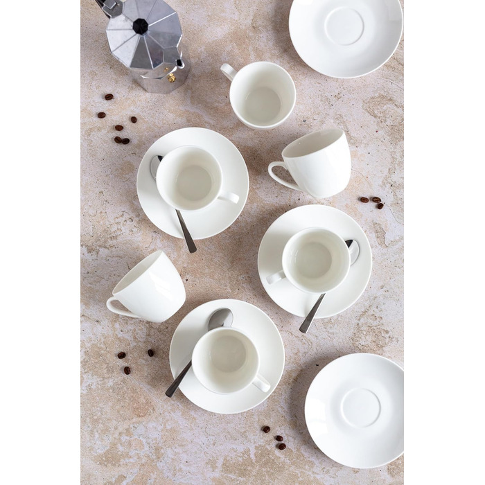 MÄSER Belmira - класичний кавовий сервіс на 6 осіб (18 предметів), порцеляна, білий