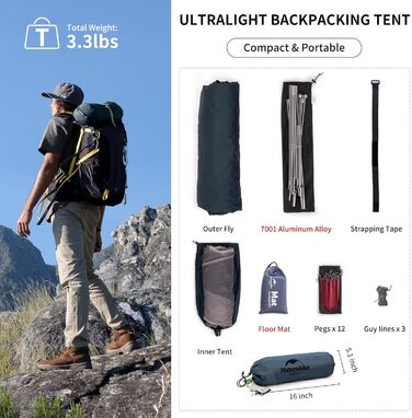 Намет Naturehike Cloud Up для 1 людини, легкий туристичний купольний намет для кемпінгу та походів