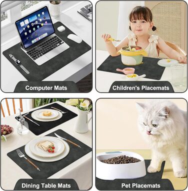 Підставки під гаряче та серветки під тарілку | Коричневе шкіряне покриття з м'якої шкіри, двосторонні, неслизькі, стійкі до подряпин | Підставки під тарілку для дітей, миючіся, термостійкі | для обіднього столу, кухні, квартири | Зелений та сірий колір (н