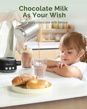 Електричний спінювач молока Maestri House 500 мл 4-в-1 з керуванням Smart Touch, функція пам'яті, для лате, гарячого шоколаду та теплого молока, чорно-сірий