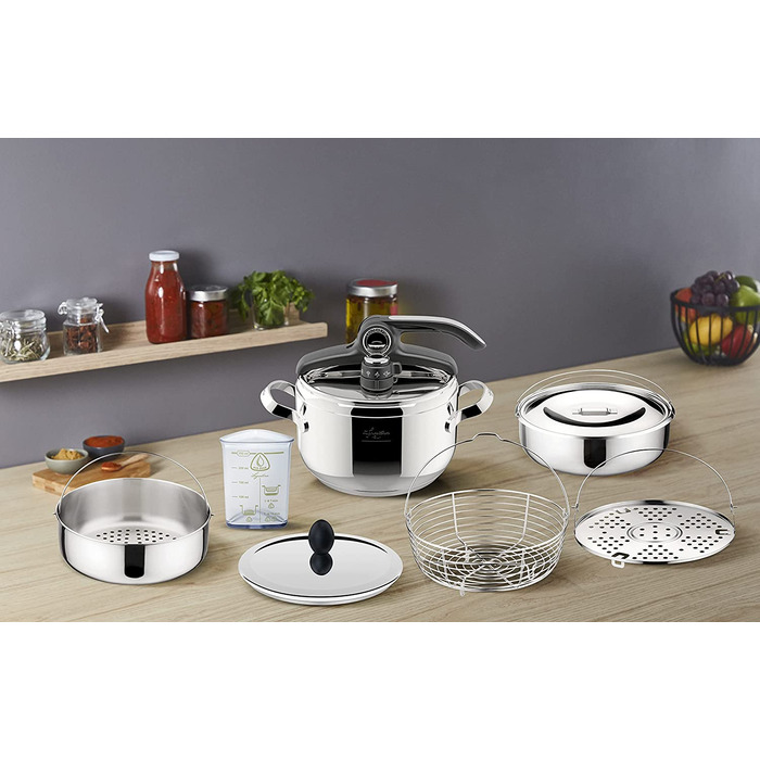 Аксесуари для сковороди-каструлі Lagostina: чаша 7 літрів, метал, срібна, діаметр 22 см