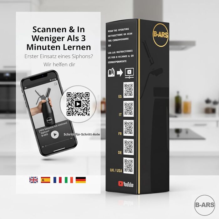 Дозатор для вершків B-ARS з алюмінію, 500 мл, з нержавіючою сталею, для десертів, мусів, легко миється