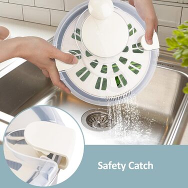 RAINBEAN Салатниця-сушарка велика з нержавіючої сталі, 5 літрів. Миття, віджимання та сушіння овочів та фруктів.