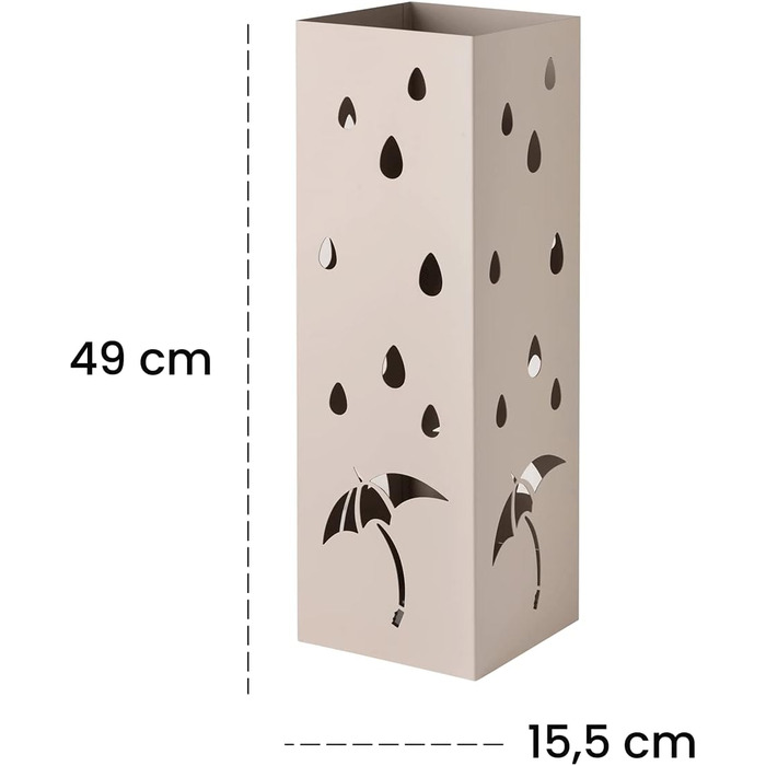 Металева підставка для парасольок сучасного дизайну Baroni Home з різьбленням по парасольці від дощу та парасольки - Підставка для парасольки з гачком та знімним відділенням для збору для прикраси дому та офісу, 15,5x15x49 см (голубо-сірий)