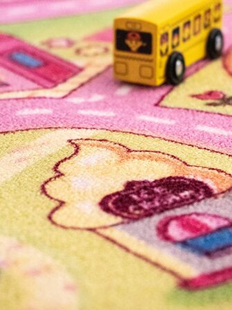 Килимок для дитячої кімнати – Ігровий килимок для хлопчиків/дівчаток – Солодке місто – 140 x 200 см