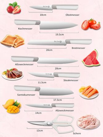 Набір кухонних ножів 14 предметів з бруском: кухонний набір, ніж для приготування їжі, подарунок для мами, білий
