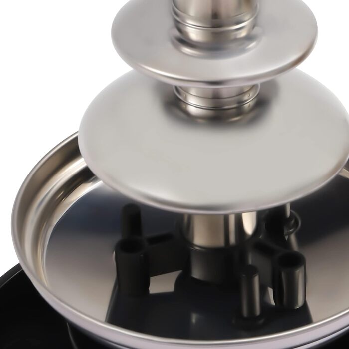 Шоколадний фонтан 3-ярусний, з нержавіючої сталі, 40W, з підсвічуванням та підсвічуванням, для свят та сімейних заходів (чорний)