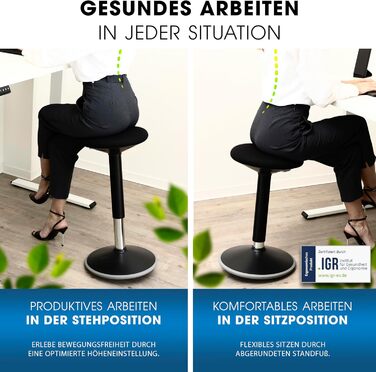 Ергономічний офісний стілець-трансформер 2-в-1 з регулюванням висоти (чорний) | Стілець для здорової спини