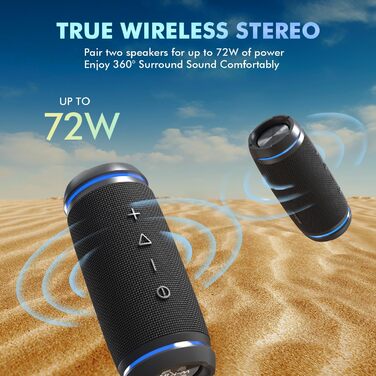 W-KING Портативна Bluetooth Колонка 36W з 360° Звуком, IPX6 Водовідштовхування, AUX, 30 годин роботи, для дому, відпочинку, подорожей та гольфу