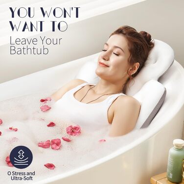 Подушка для ванни Ganzkörper - м'яка підтримка голови, шиї та спини. Біла подушка для ванни 129,5 x 40,6 см