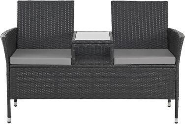 Лавка садова SVITA Chicago з поліротангу чорного кольору для саду та тераси