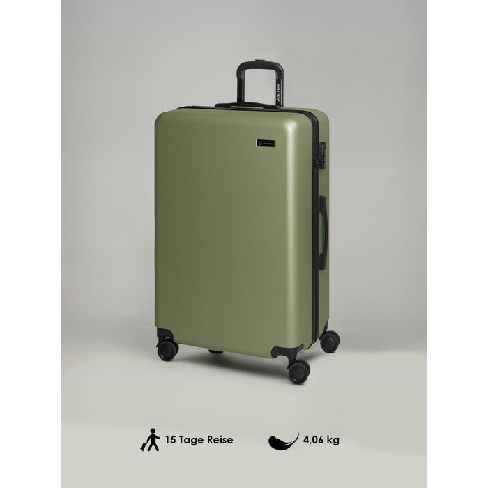 Набір валіз Smartbox Hartschalen 3-в-1 для жінок та чоловіків | Легкі та міцні валізи з ABS-пластику | 4 колеса, кодовий замок (Edition 05) | Оливковий колір, велика валіза (76 см)