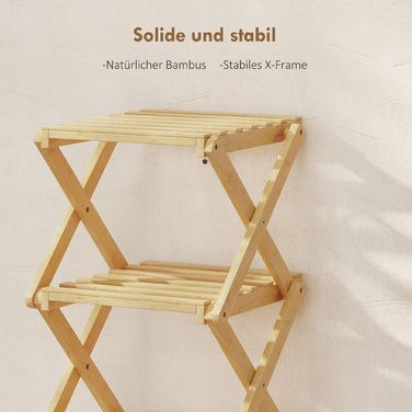 Стійка для взуття, розкладна, з 6 полицями з бамбука, вміщує до 9 пар взуття, розмір 30 x 29 x 108 см, колір: натуральний