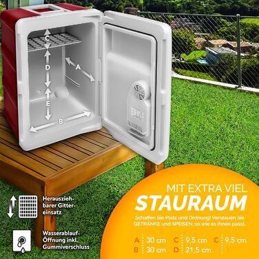 Автомобільний холодильник Tillvex 40л електричний з колесами (230V/12V) - охолодження та підігрів, ECO-режим, червоний