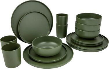 Набір посуду для кемпінгу Bo-Camp Melamin 16 предметів (зелений)