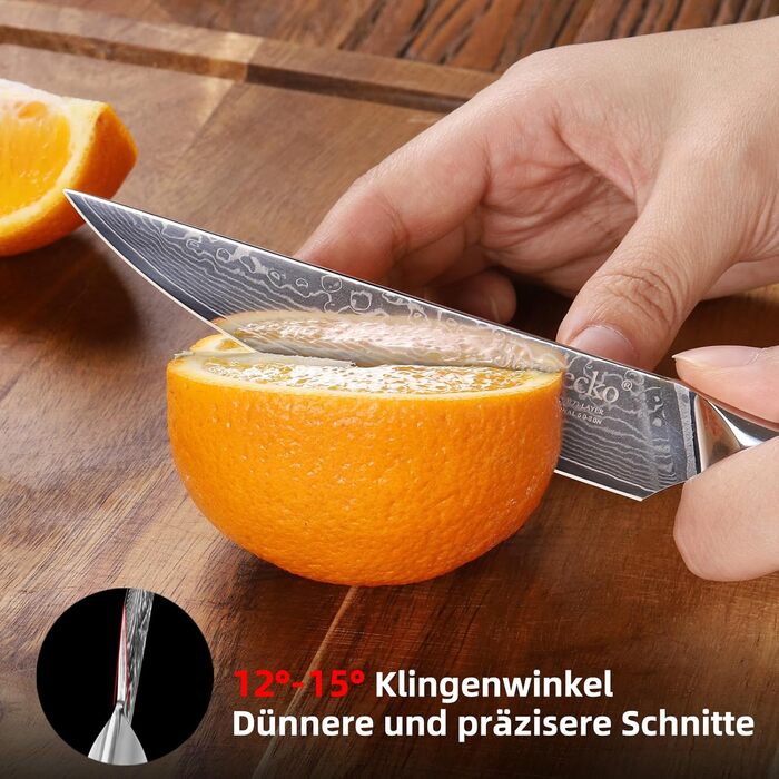 Ніж Sunnecko Дамаск - кухонний ніж. Гострі ножі з дамаської сталі. Азіатський універсальний кухонний ніж для дому та кухні з ергономічною ручкою (ніж для стейка)