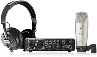 Аудіоінтерфейс Behringer U-PHORIA Studio Pro 2x2, 24-біт/192 кГц, USB, з мікрофонними підсилювачами Midas - Студійний набір
