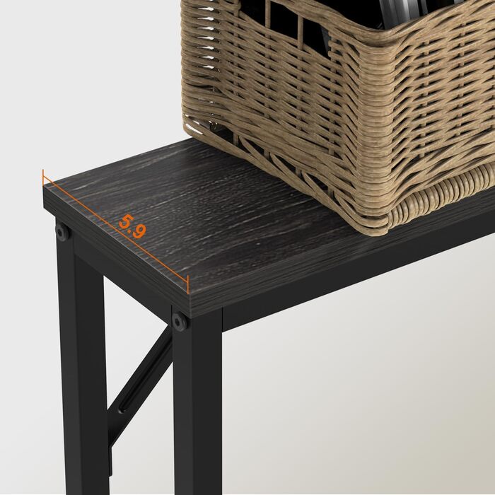 VEDECASA Консоль з 2 висувними ящиками, 2 шт. (240 x 15 x 80 см), зі стільницею, розеткою та USB-портами, чорний – для вітальні, передпокою, офісу