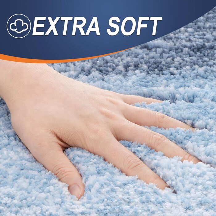 Набір килимків для ванної кімнати OLANLY: м'який, вбираючий, з мікрофібри, U-подібний килимок для унітазу, пухнастий, 3 шт., блакитний (76,2 x 50,8 см + 61 x 40,6 см + 61 x 50,8 см)