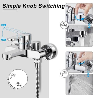 Змішувач для ванни з тропічною дощурою, набір для ванної кімнати (хром) BS111