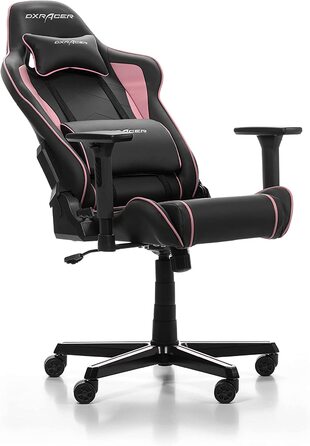 Ігрове крісло DXRacer Prince P08, штучна шкіра, чорно-рожевий, 185 см