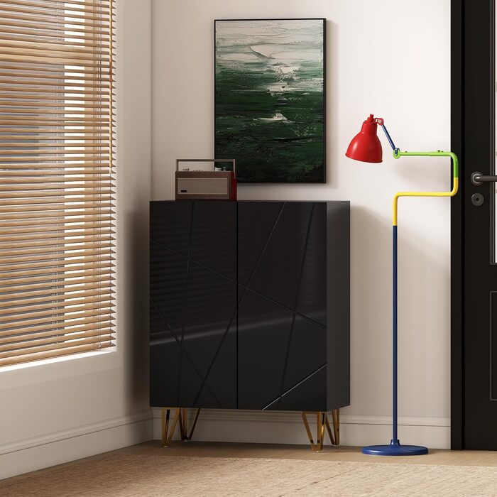 Шафа для взуття HOMCOM з 2 дверцятами, 3 регульовані полиці, на 15-20 пар, чорна, 72 x 31,5 x 95 см