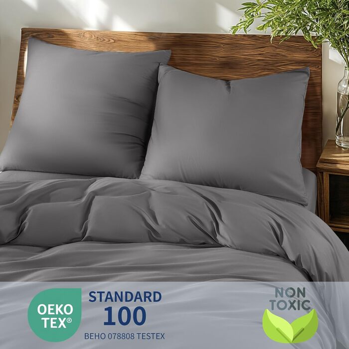 Підковдра атласна AiAngu 400 Thread Count, 100 єгипетська бавовна, блискавка, темно-сірий, 200x200 см